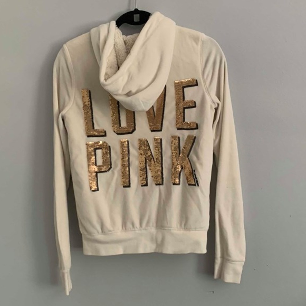 White Victoria's Secret PINK Zip Up Hoodie